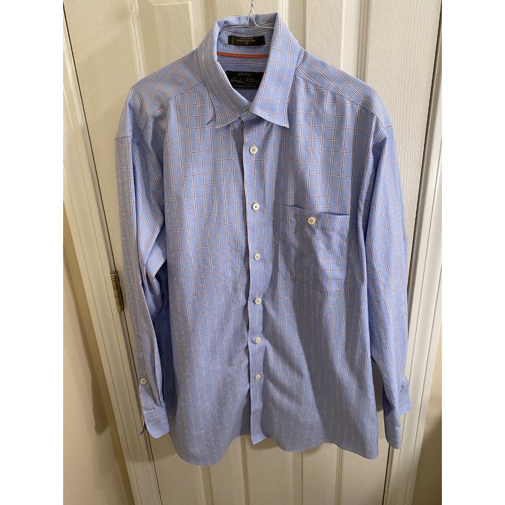 Orvis Signature Adult M Blue Check Long Sleeve Button Up Business Casual Mens - Picture 2 of 8
